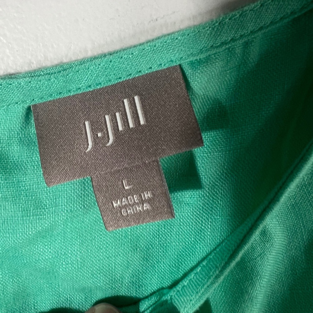 Womens J Jill Sleeveless Pleat Top Linen Midi Dress Green L - Picture 6 of 8